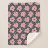 Couverture Sherpa Fleurs Roses Et Rayures (Devant)