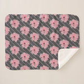 Couverture Sherpa Fleurs Roses Et Rayures (Devant (Horizontal))