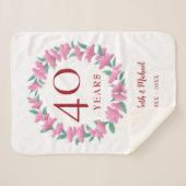 Couverture Sherpa Fleurs roses florales rubis 40e Anniversaire couro (Devant (Horizontal))