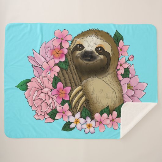 Couverture Sherpa Fleurs roses parentes (Devant (Horizontal))