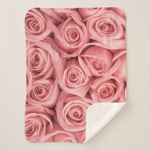 Couverture Sherpa Fleurs | Roses roses (Devant)