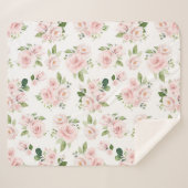 Couverture Sherpa Fleurs roses, Roses roses, Fleurs Aquarelles (Devant (Horizontal))
