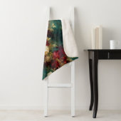 Couverture Sherpa Fleurs rouges blanches vertes (En situation)