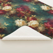 Couverture Sherpa Fleurs rouges blanches vertes (3/4)