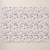 Couverture Sherpa Fleurs rouges bleues (Devant (Horizontal))