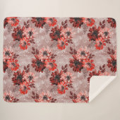 Couverture Sherpa Fleurs rouges, bordeaux. (Devant (Horizontal))