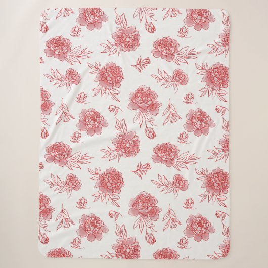 Couverture Sherpa Fleurs Rouges Chic (Devant)