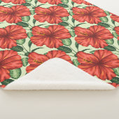 Couverture Sherpa Fleurs rouges motifs à fleurs tropicales (3/4)