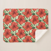 Couverture Sherpa Fleurs rouges motifs à fleurs tropicales (Devant (Horizontal))