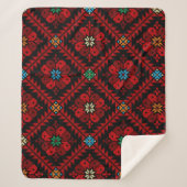 Couverture Sherpa Fleurs rouges Palestine Broderie tatreez Motif (Devant)