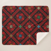 Couverture Sherpa Fleurs rouges Palestine Broderie tatreez Motif (Devant (Horizontal))
