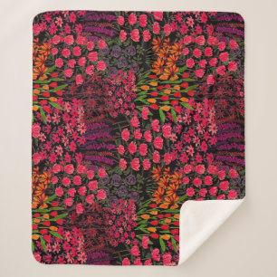 Couverture Sherpa Fleurs sauvages artistiques : Motif floral tiré à