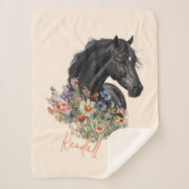 Couverture Sherpa Fleurs sauvages Black Horse Personnalisés (Devant)