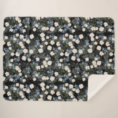 Couverture Sherpa Fleurs sauvages d'aquarelle florale bleu rose Feui (Devant (Horizontal))