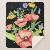 Couverture Sherpa "Fleurs sauvages d'aquarelle vibrants sur toile no (Devant)