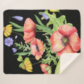Couverture Sherpa "Fleurs sauvages d'aquarelle vibrants sur toile no (Devant (Horizontal))