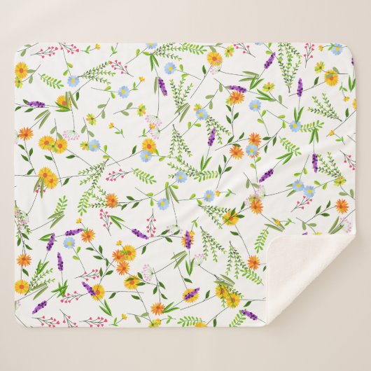 Couverture Sherpa Fleurs sauvages de printemps et d'été (Devant (Horizontal))