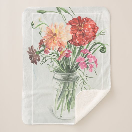 Couverture Sherpa Fleurs sauvages d'été - roses et rouges (Devant)