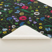 Couverture Sherpa Fleurs sauvages en noir (3/4)