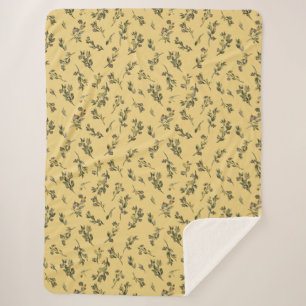 Couverture Sherpa Fleurs sauvages floraux jetés sur Jonquil Jaune