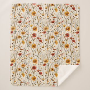 Couverture Sherpa Fleurs sauvages rustiques - Boho Automne modèle fl