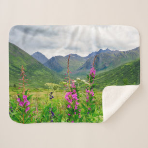 Couverture Sherpa Fleurs sauvages Vallée d'Alaska