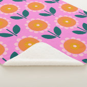 Couverture Sherpa Fleurs scandinaves mignonnes en rose et orange (3/4)