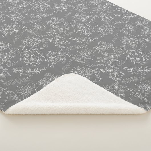 Couverture Sherpa Fleurs simples Motif 01b. Gray BG (3/4)