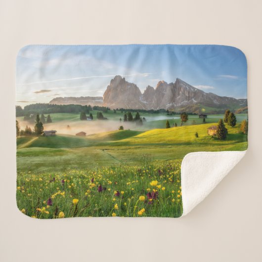 Couverture Sherpa Fleurs | Spring Alpe di Siusi Langkofel (Devant (Horizontal))