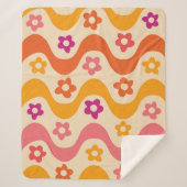 Couverture Sherpa Fleurs Super mignonnes motif sur ondes rétro (Devant)