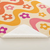 Couverture Sherpa Fleurs Super mignonnes motif sur ondes rétro (3/4)
