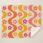 Couverture Sherpa Fleurs Super mignonnes motif sur ondes rétro (Devant (Horizontal))