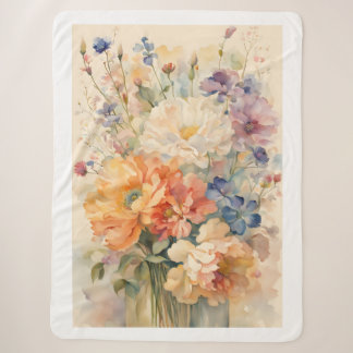 Couverture Sherpa fleurs tapis de bain de jardin