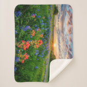Couverture Sherpa Fleurs | Texas Bluebonnets & Indian Paintbrush (Devant)