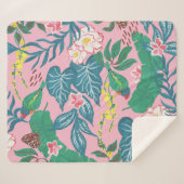 Couverture Sherpa Fleurs tropicales Abstraites, motif de guache pein (Devant (Horizontal))
