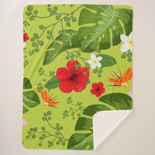 Couverture Sherpa Fleurs tropicales Arrière - plan 6 (Devant)