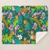 Couverture Sherpa Fleurs tropicales colorées et animaux motif (Devant (Horizontal))