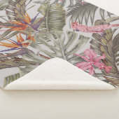 Couverture Sherpa Fleurs tropicales, feuilles de palmiers, oiseau de (3/4)