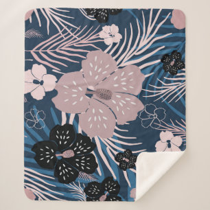 Couverture Sherpa Fleurs tropicales Palm Texture Feuille
