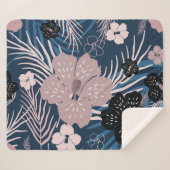 Couverture Sherpa Fleurs tropicales Palm Texture Feuille (Devant (Horizontal))