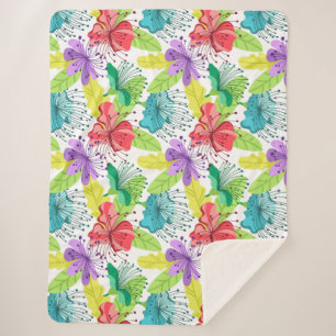 Couverture Sherpa Fleurs tropicales sans couture motif