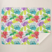 Couverture Sherpa Fleurs tropicales sans couture motif (Devant (Horizontal))