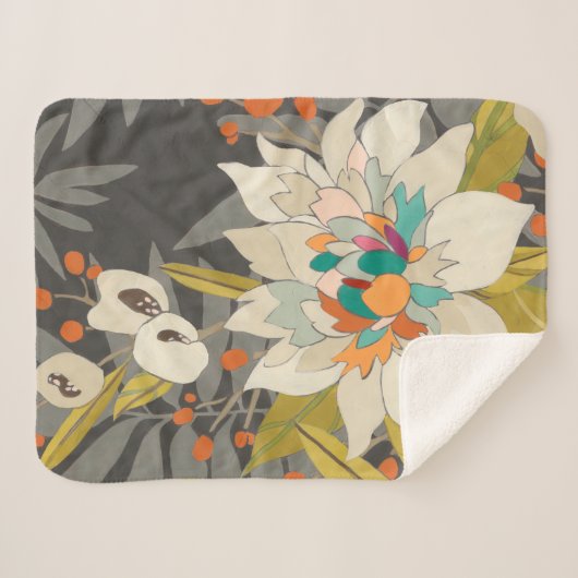 Couverture Sherpa Fleurs Tropiques Twilight (Devant (Horizontal))