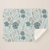 Couverture Sherpa Fleurs Turquoises en gris rose blanc blanc (Devant (Horizontal))