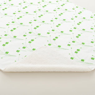 Couverture Sherpa Fleurs vertes printanières lumineuses, petite impr