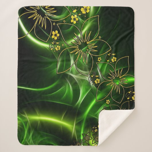 Couverture Sherpa Fleurs vertes Sherpa Blanket (Devant)
