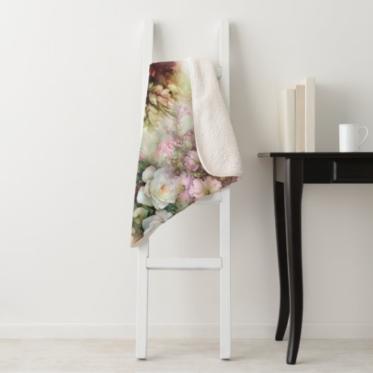 Couverture Sherpa Fleurs vintages (En situation)