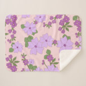Couverture Sherpa Fleurs Violettes, Modèle Floral, Motif De Fleurs (Devant (Horizontal))