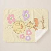 Couverture Sherpa Fleurs violettes rose Tweety (Devant (Horizontal))