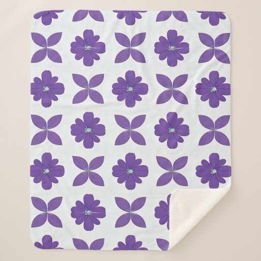 Couverture Sherpa Fleurs violettes sur fond clair (Devant)